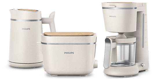 Philips Eco Conscious Edition, projetado eficiente, conjunto de pequeno-almo&ccedil;o